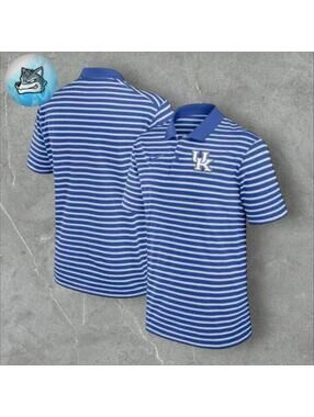 NIKE UNIVERSITY OF KENTUCKY UK WILDCATS MENS BLUE STRIPE SHORT SLEEVE POLO Small
